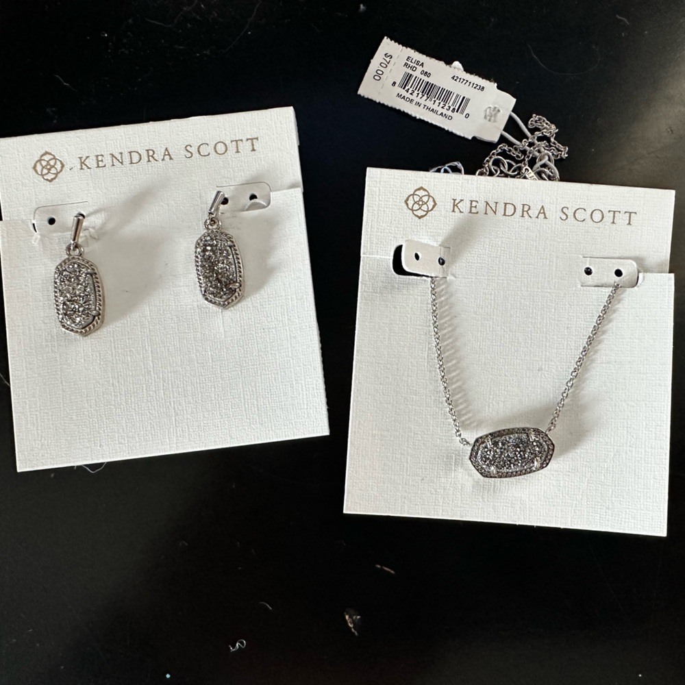 Kendra Scott NWT necklace and earrings Silver